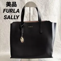 美品 FURLA フルラ SALLY サリー レザー ハンドバッグ ブラック 黒