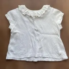 プチバトー　フリル付きホワイトTシャツ