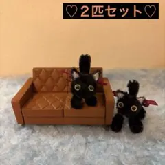 なかよし黒猫 (2匹セット) ★ ミニチュアモールアート ねこ