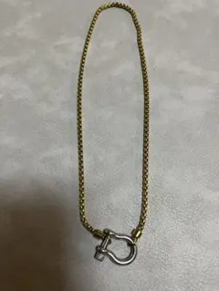 ゴールド×シルバー チェーンネックレス カラビナ式　チェーンの長さ約47センチ