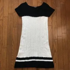 【1回のみ着用】ユナイテッドアローズ  半袖ニットワンピース(黒×白)