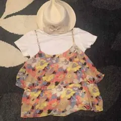 【美品】花柄 シフォン キャミソール