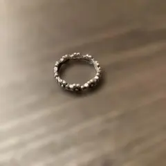 【681】新品 アメカジ シルバー色 花モチーフリング 10号