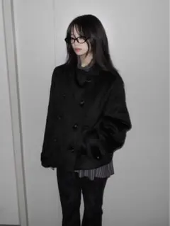 韓国 ZELENA ノアダブルショートコート 黒 ブラック