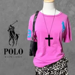希少 POLO ラルフローレン 半袖 Tシャツ ビックポニー ピンク Y2K