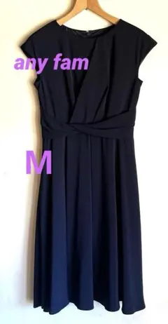エニィファム　ワンピース　ネイビー　M フレンチスリーブ