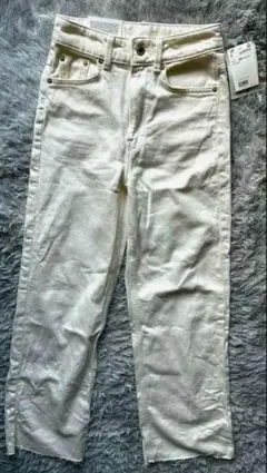 【新品タグ付】H&M ワイドハイウエストデニム ホワイト 32号 XS〜S相当