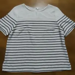 natural beauty basicストライプ 半袖シャツ 白地に黒