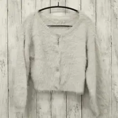 ☆ archives ☆ショート丈 シャギーニットカーディガン ライトグレー
