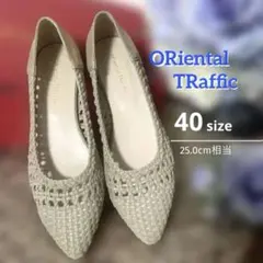 【新品】ORiental TRaffic メッシュフラットパンプス ゴールド