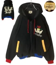 日本製カステルバジャック王冠&刺繍デザインブラックニットパーカービッグサイズのサムネイル