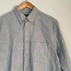 ユニクロ フランネルシャツ ボタンダウン メンズ Mサイズ ライトグレー