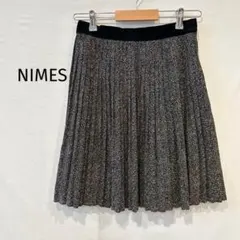 NIMES ニーム　プリーツスカート　ドット柄　ブラック　膝丈　Sサイズのサムネイル