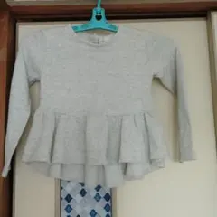 b.ROOMグレー フリル長袖カットソー 120