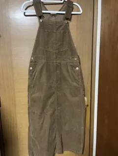 ブラウン コーデュロイサロペット スカート