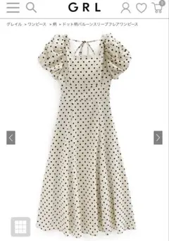 グレイル　ドット柄バルーンスリーブフレアワンピース[ru1163]