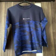 Champion ネイビー迷彩柄 長袖カットソー 150