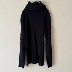 リブ編み タートルネックセーター ニット　黒/ブラック　L 長袖　トップス