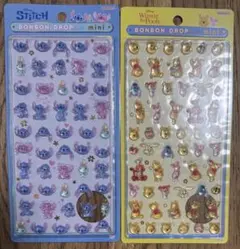 【正規品】ボンボンドロップシールミニ　スティッチ　プーさん