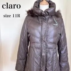 claro ダウンコート L ロング丈 フード ファー 取外可 ダウン90%