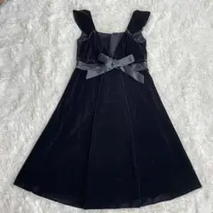 美品✨【A.R. ROSE】 ノースリーブ ワンピース 黒リボン ベルベット風
