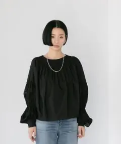 CITEN 長袖 ブラウス シャーリング ボリューム袖 ブラック 未使用のサムネイル