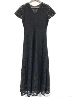 美品　総レース　ブラックフォーマル　ロングワンピース　M