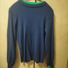 カヌレニットレイヤード風ハイネックボリュームスリーブ リブニットプルオーバー