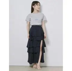 スリットティアードスカショ　ネイビー 0のサムネイル