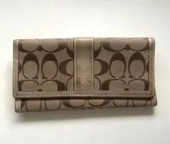 COACH モノグラム 二つ折り財布 ベージュ/ブラウン