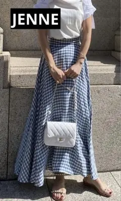 JENNE ジェンヌ　エアリーフレンチフレアスカート ギンガムチェック ブルーSのサムネイル