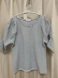 earth music & ecology ストライプ五分袖トップス