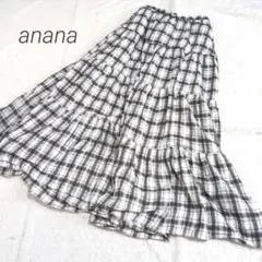 ✨️anana✨️　アナナ　チェック柄　ティアードロングスカート　ウエストゴムのサムネイル