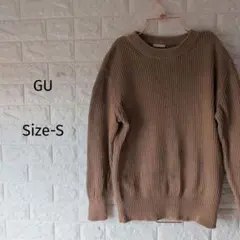 GUジーユー ローゲージ綿ニットセーター ブラウン 茶 S メンズ