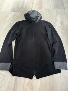 メンズ　ブラック フルジップ フード付きパーカー