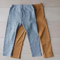 ベビー　レギンス　2色セット グレー・マスタード　100 ユニクロ