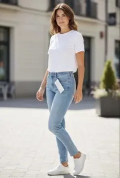 ライトブルー スキニーデニム ハイウエスト