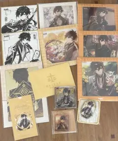 原神　鍾離　色紙　特典　アクリルブロック　缶バッジ