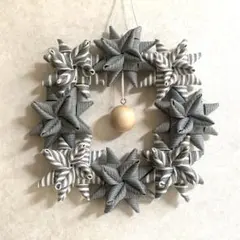 リース 星 クラフトバンド グレー クリスマス
