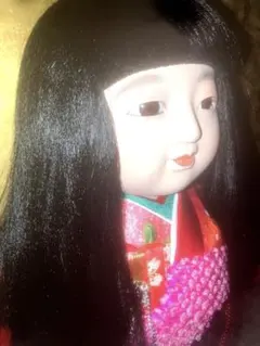 市松人形 石黒人形店 大正 ガラス目 3つ折れ 抱き人形 縮緬着物 1912年