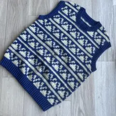 ニットベスト ネイビーアイボリー