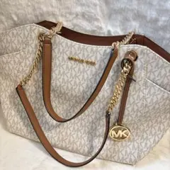 美品✨MICHAEL KORS トートバッグ シグネチャー チェーンバッグ 白