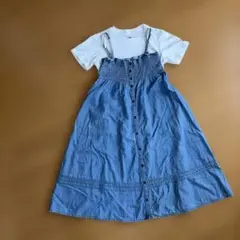 NICE CLAUP デニム　キャミワンピース ボタン