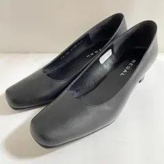 美品】REGAL スクエアトゥ カッターパンプス クッションインソール BLK