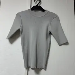 clearクリア半袖 リブニット トップス グレー シンプル