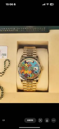 rolex 自動巻き時計 カラフルアートデザイン ゴールド