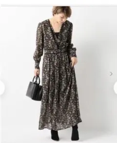 美品23区 mi-mollet 大草直子 花柄 ボウタイ シャツワンピース 38