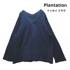 Plantation ネイビー Vネック 長袖トップス コットンのサムネイル