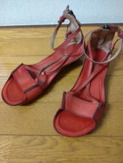 SAYA　サヤ　ローヒールサンダル　朱赤色　本革　Lサイズ　楽軽サンダルのサムネイル