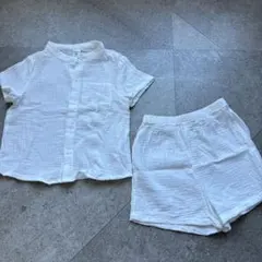 SHEIN 半袖シャツ・ショートパンツセット 2-3Y ホワイト